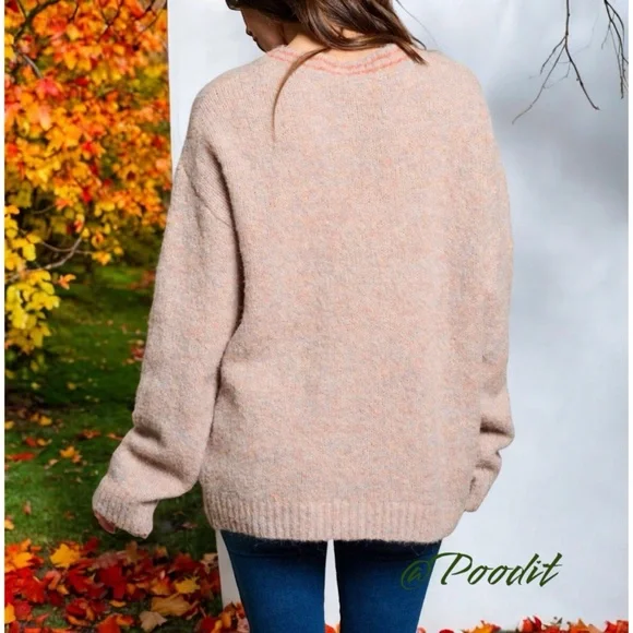 MYSTREE v neck part wool sweater S M L - Picture 4 of 9